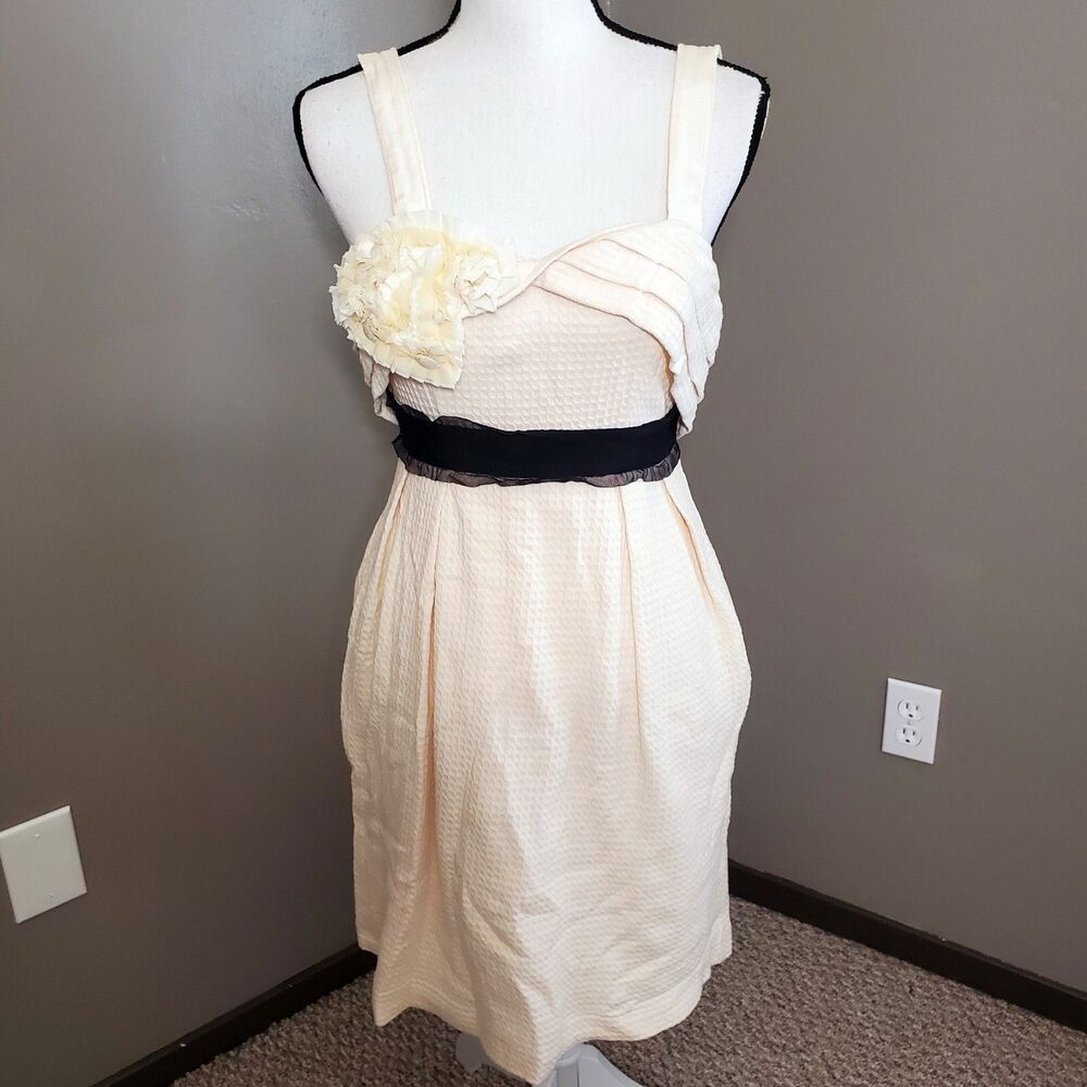 Anthropologie Deletta Dress Size XS Breakfasting Corsage Cream Waffle Knit Dance